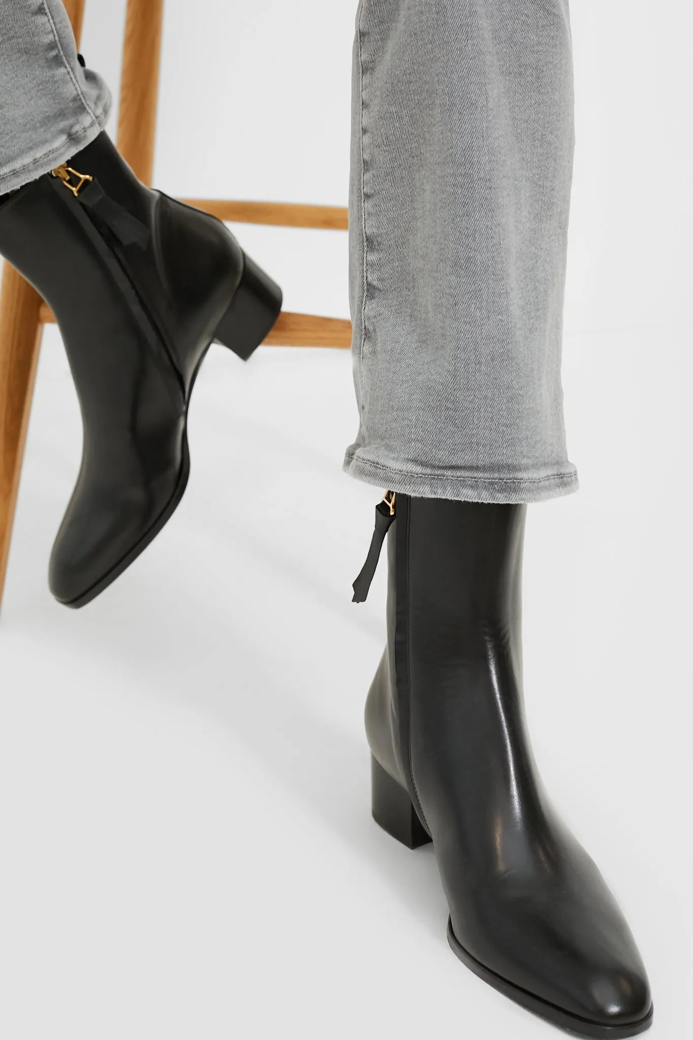 Black Calf Leather & Black Gros-Grain L'Irrequieta Boots