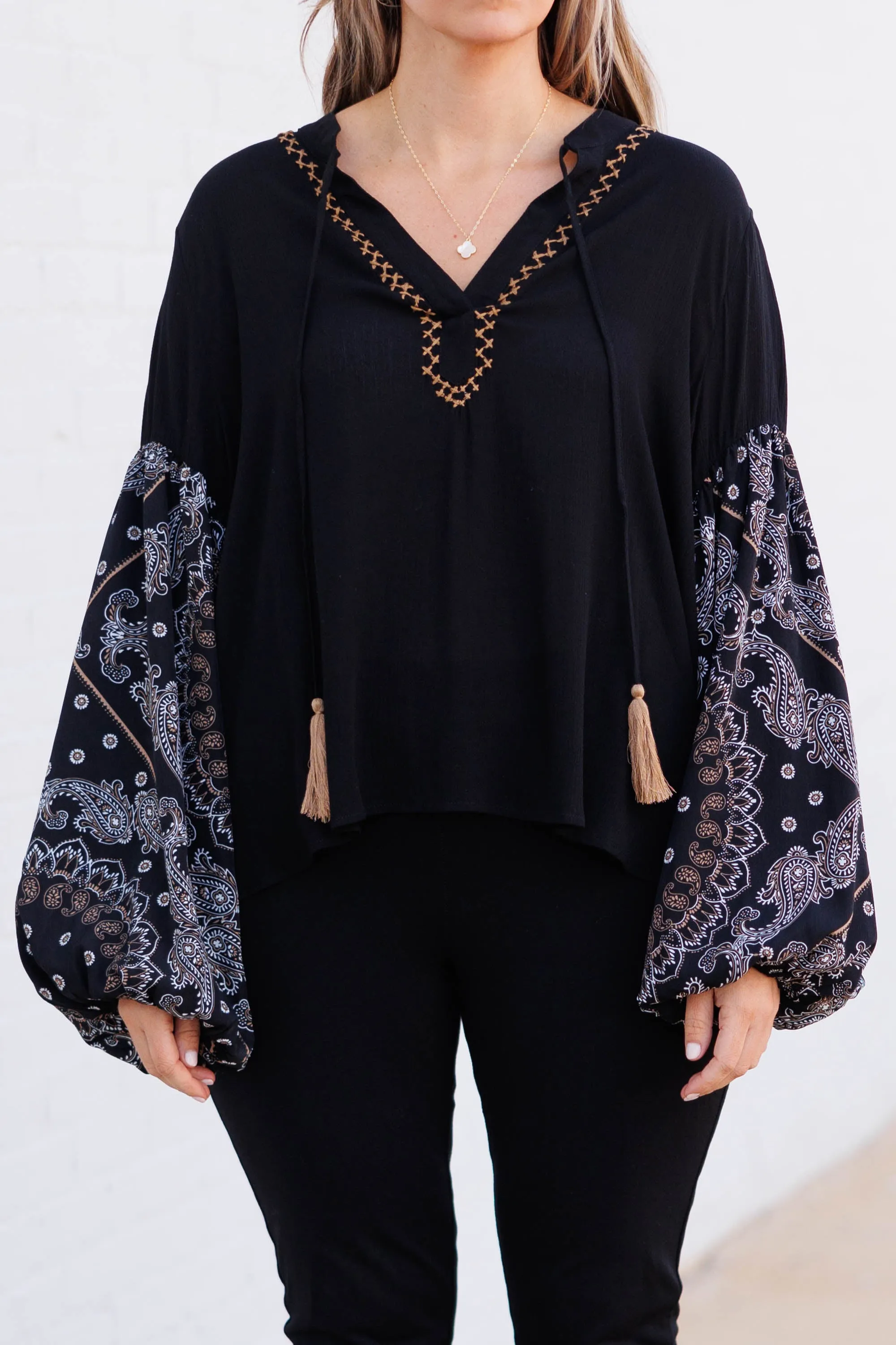 Blossom Blush Top, Black