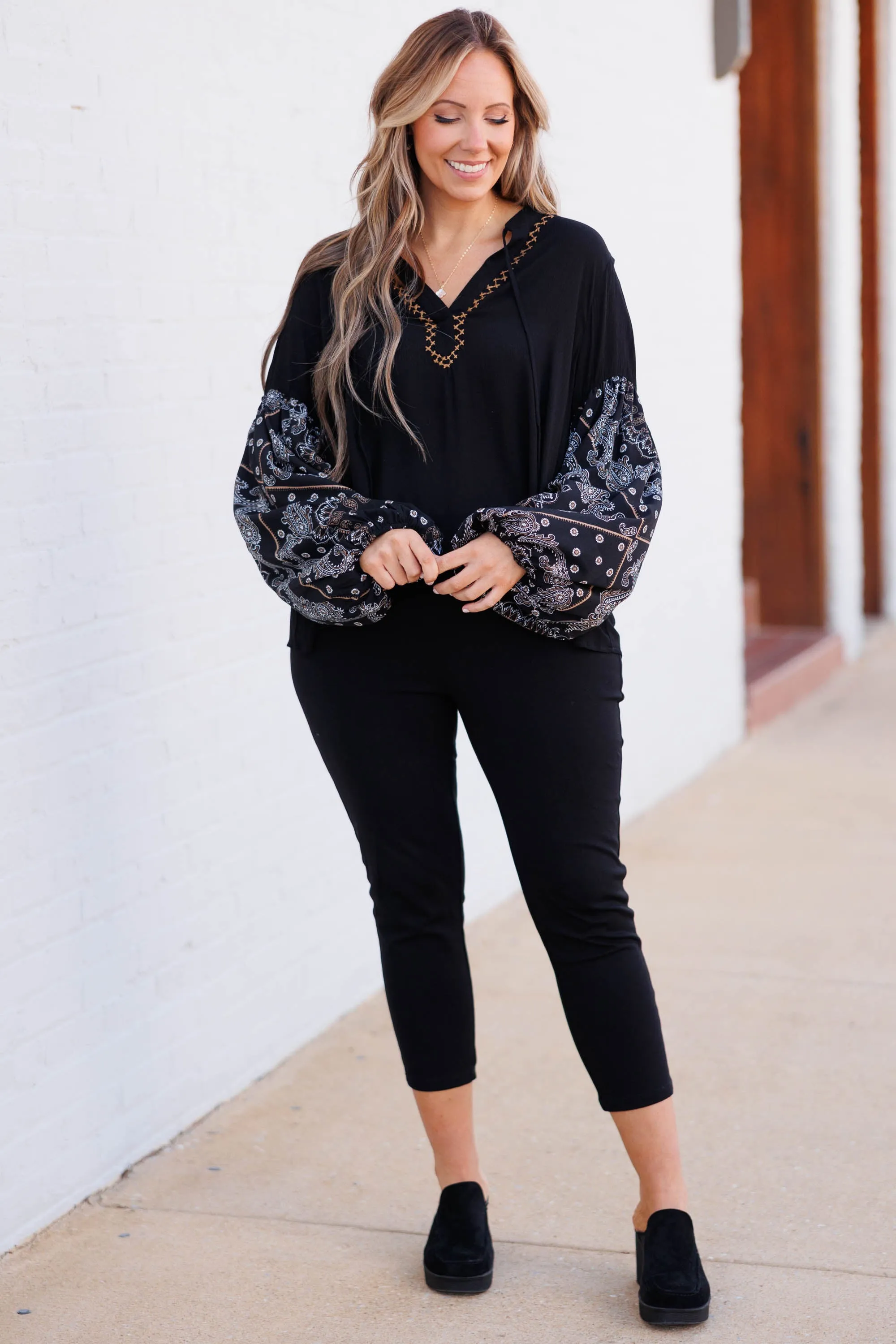 Blossom Blush Top, Black