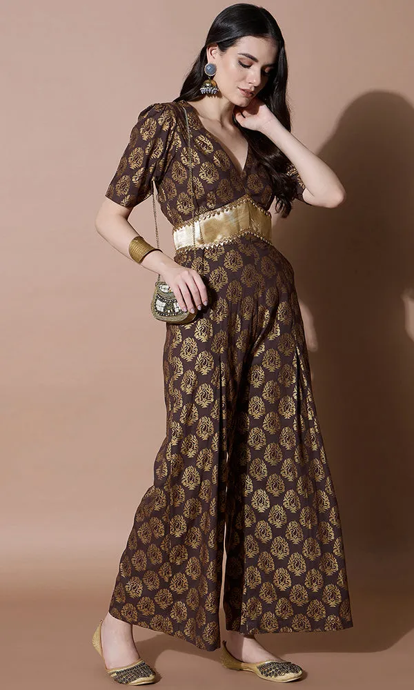 BRONZE $ GOLD GLAM JUMPSUIT