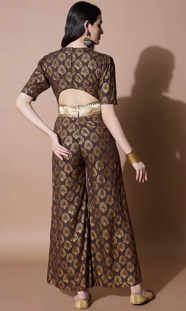 BRONZE $ GOLD GLAM JUMPSUIT