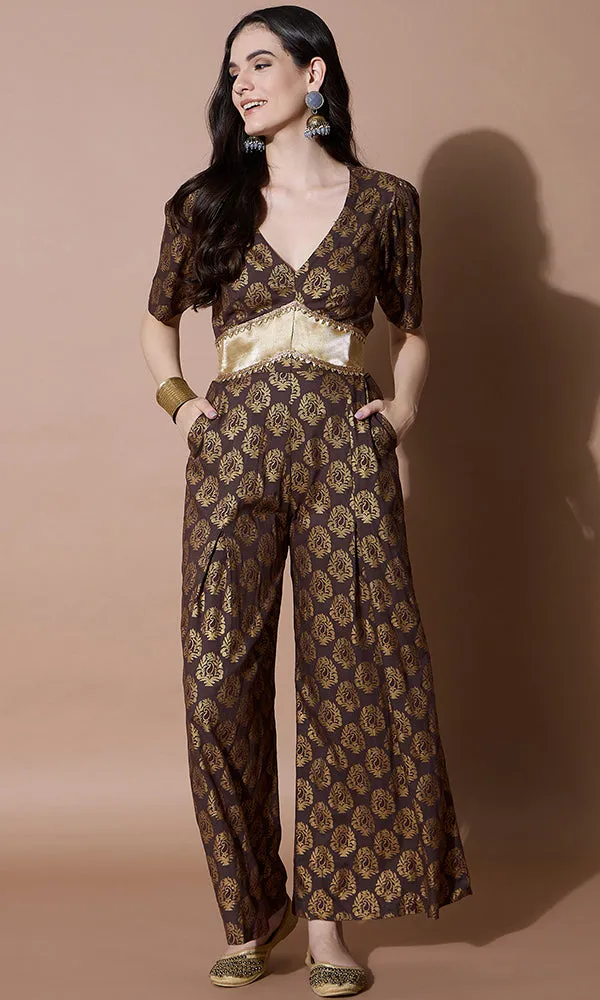 BRONZE $ GOLD GLAM JUMPSUIT