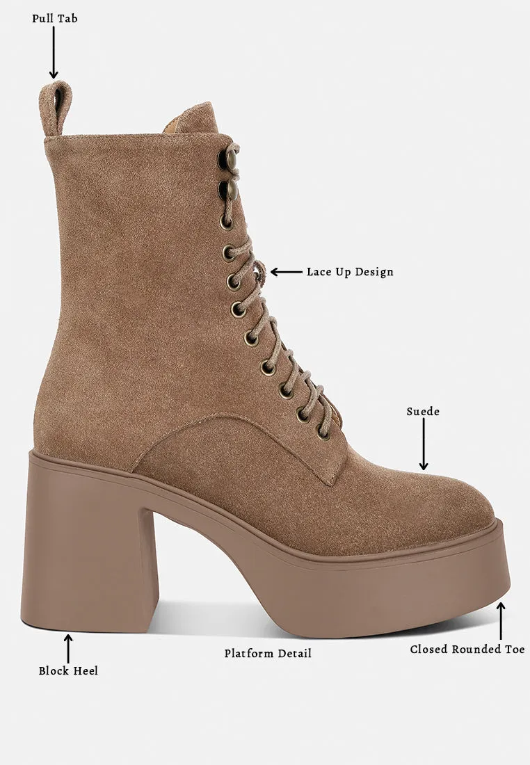 Carmac High Ankle Platform Boots In Tan