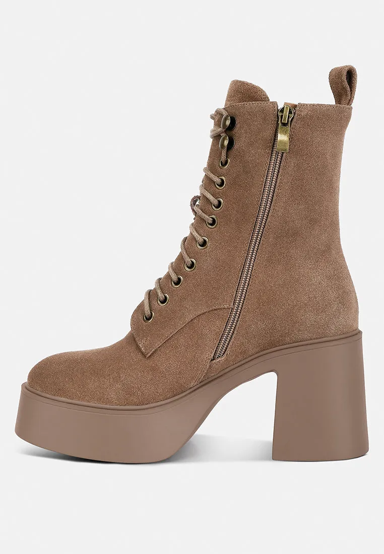 Carmac High Ankle Platform Boots In Tan