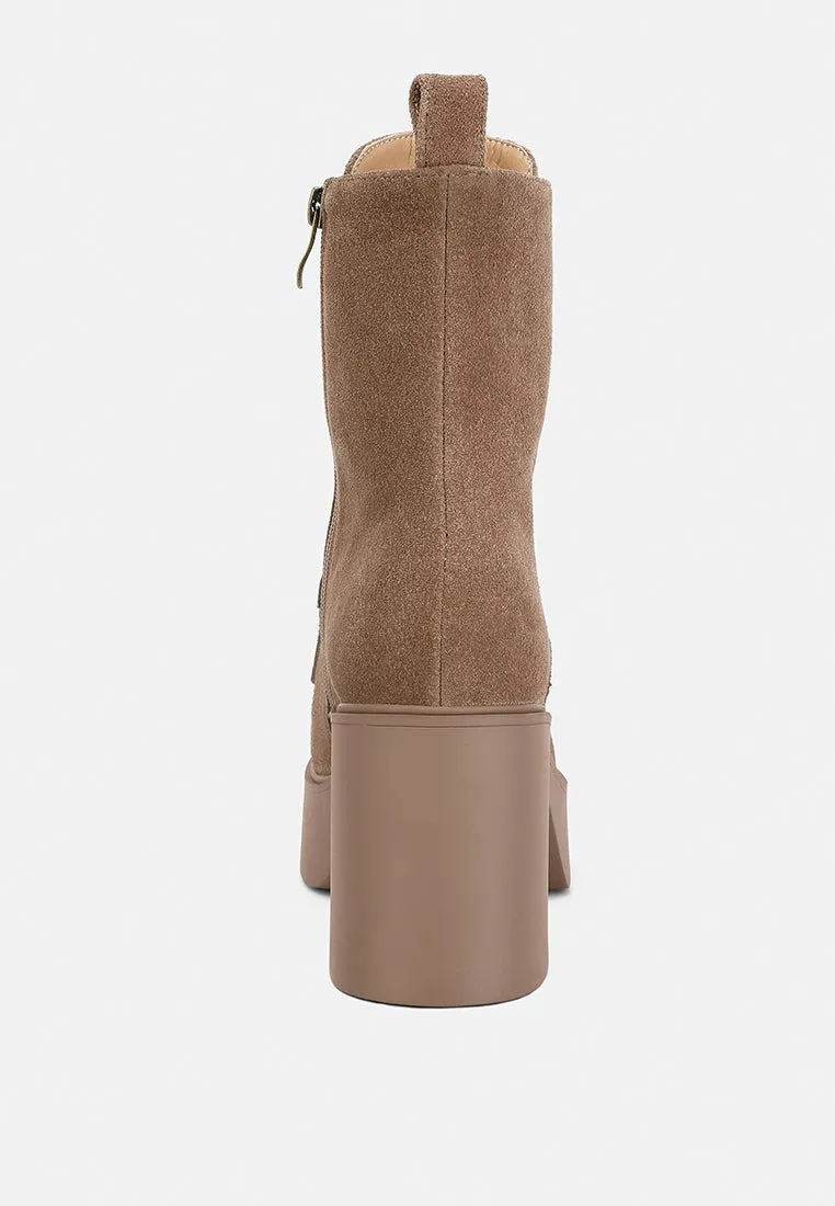 Carmac High Ankle Platform Boots In Tan