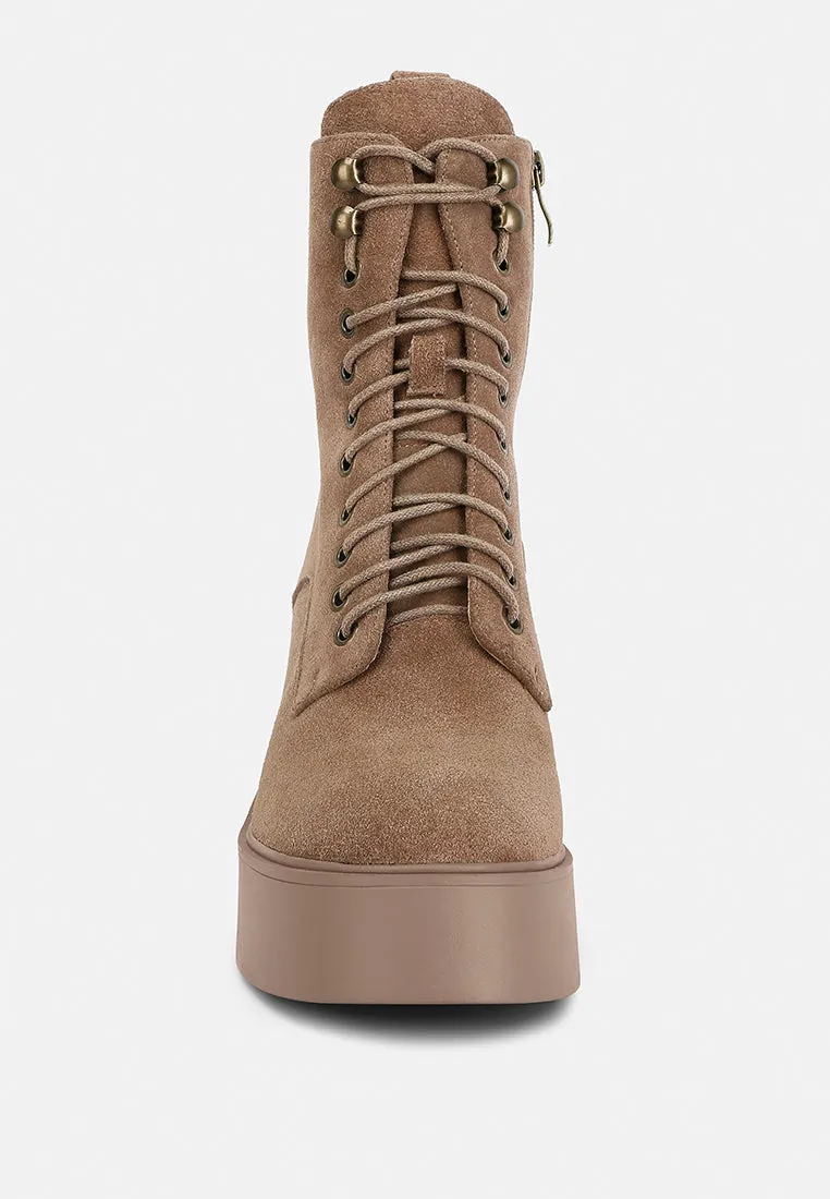 Carmac High Ankle Platform Boots In Tan