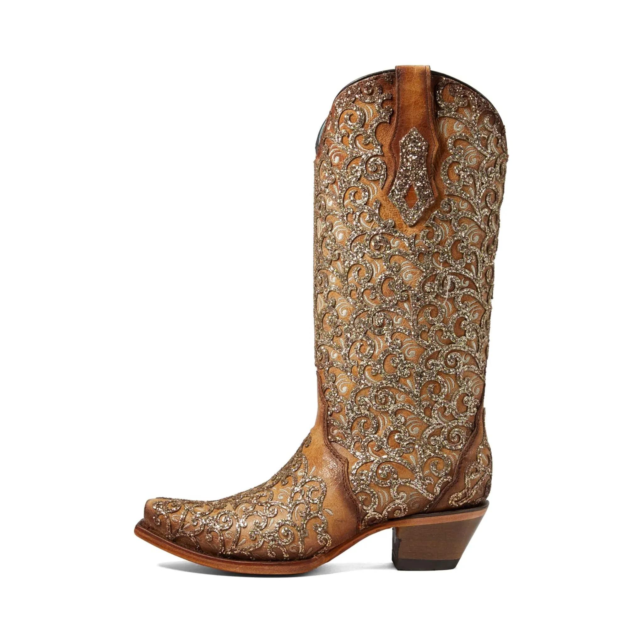 CORRAL WOMEN'S SADDLE GLITTER OVERLAY WESTERN BOOT - C4051