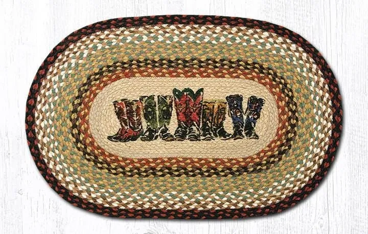 Cowboy Boots Braided Jute Rug