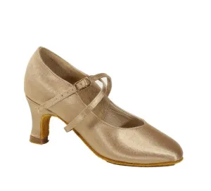 Crown Dance Shoes, 4112, Light Tan Satin, 2” Heel