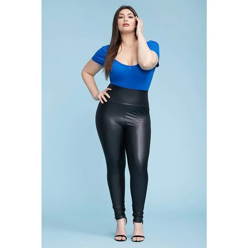 Curvy Faux leather high waist Leggings