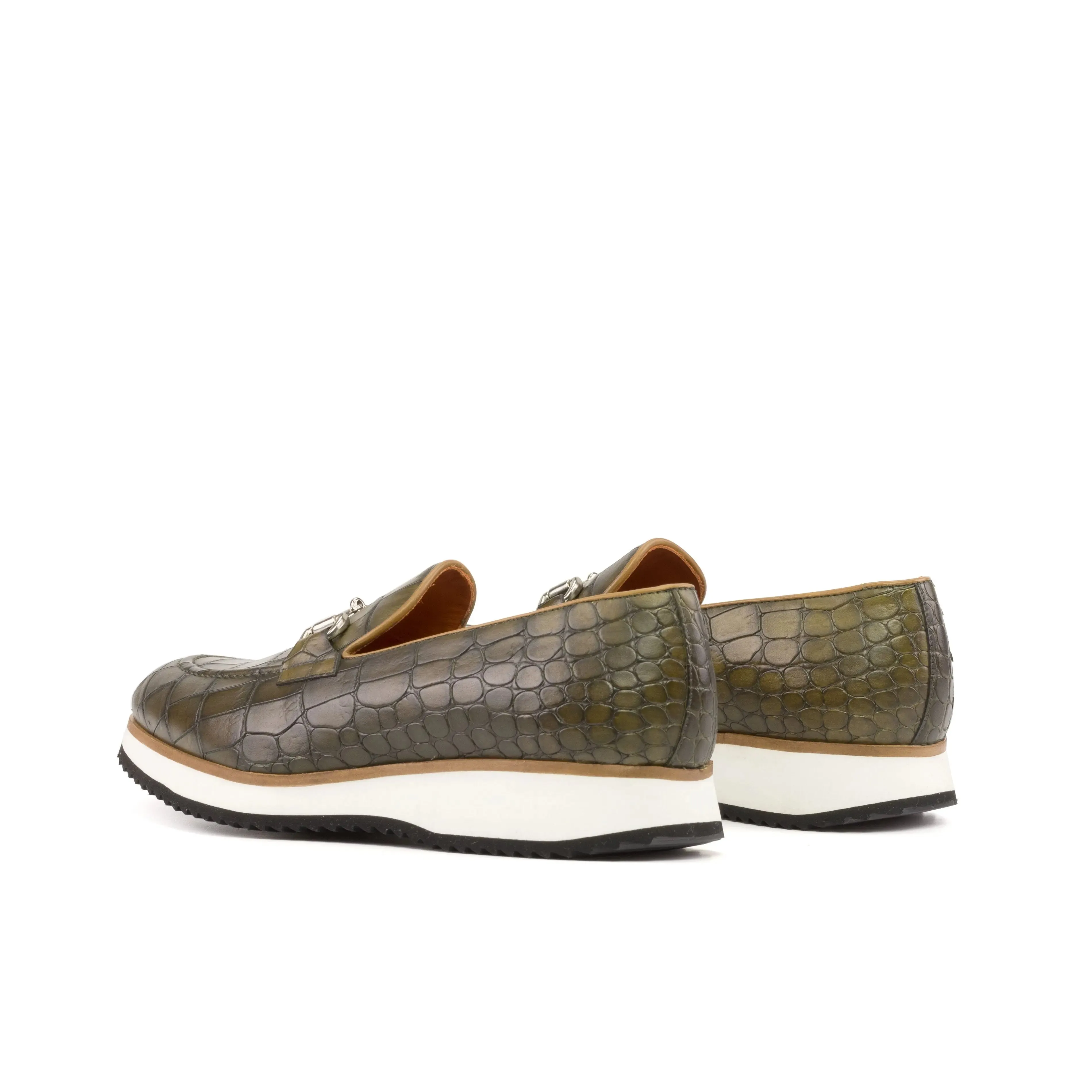 DapperFam Luciano in Olive / Cognac Men's Italian Leather