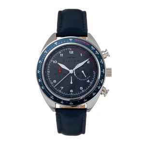 Elevon Bombardier Chronograph Leather-Strap Watch - Navy