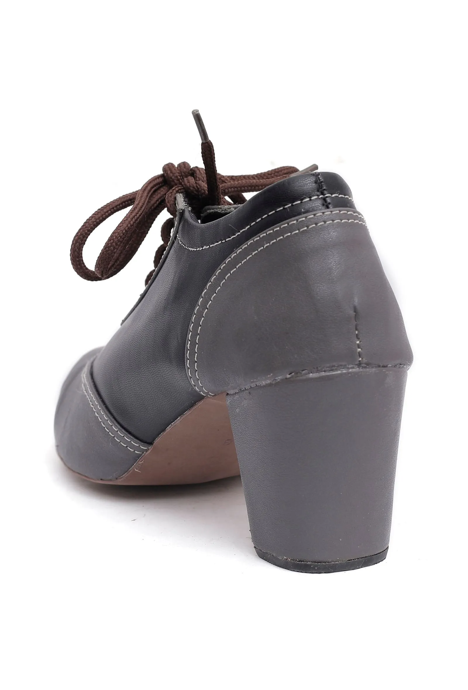 Flint Grey Cruelty Free Leather Oxford Heel Boots