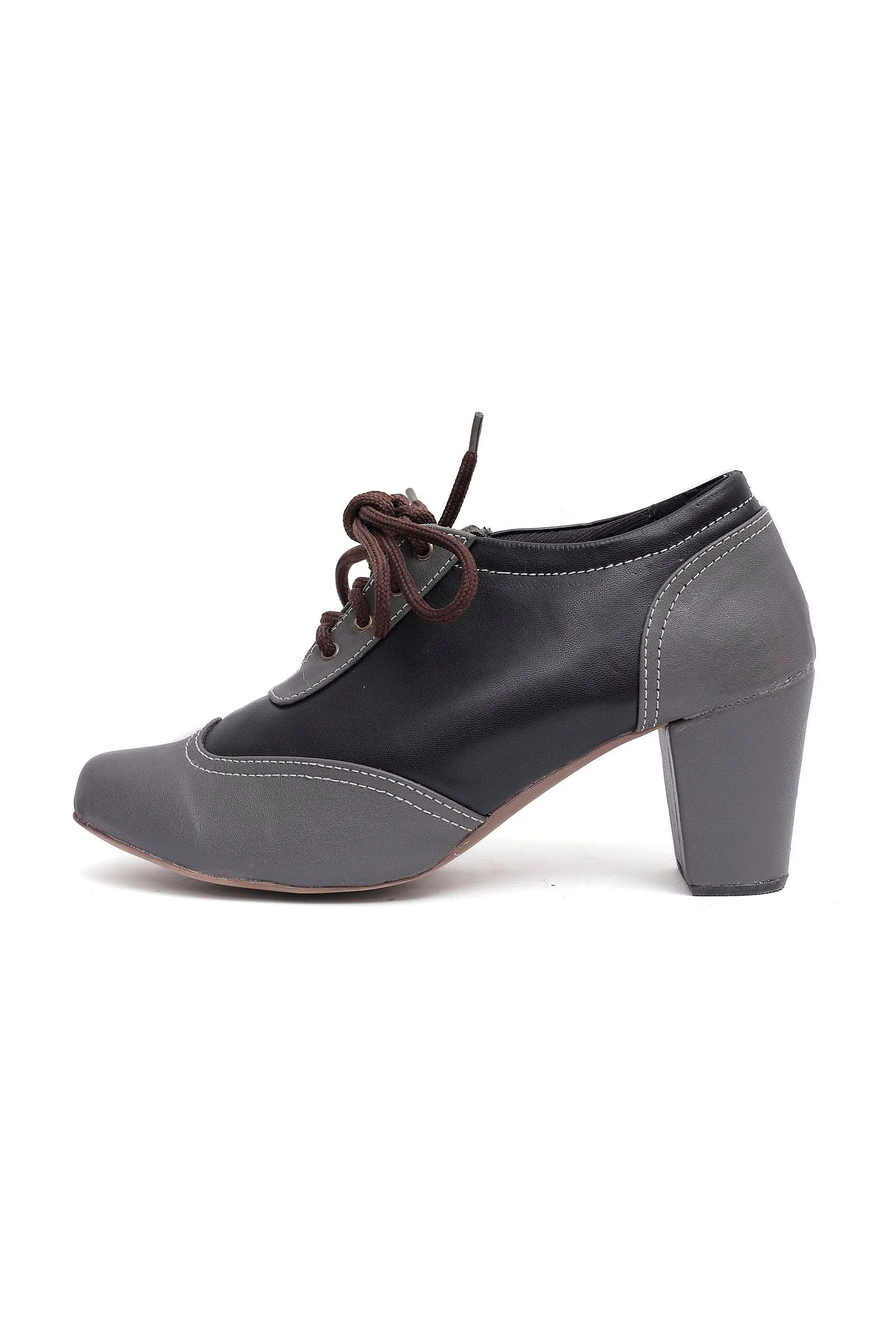 Flint Grey Cruelty Free Leather Oxford Heel Boots