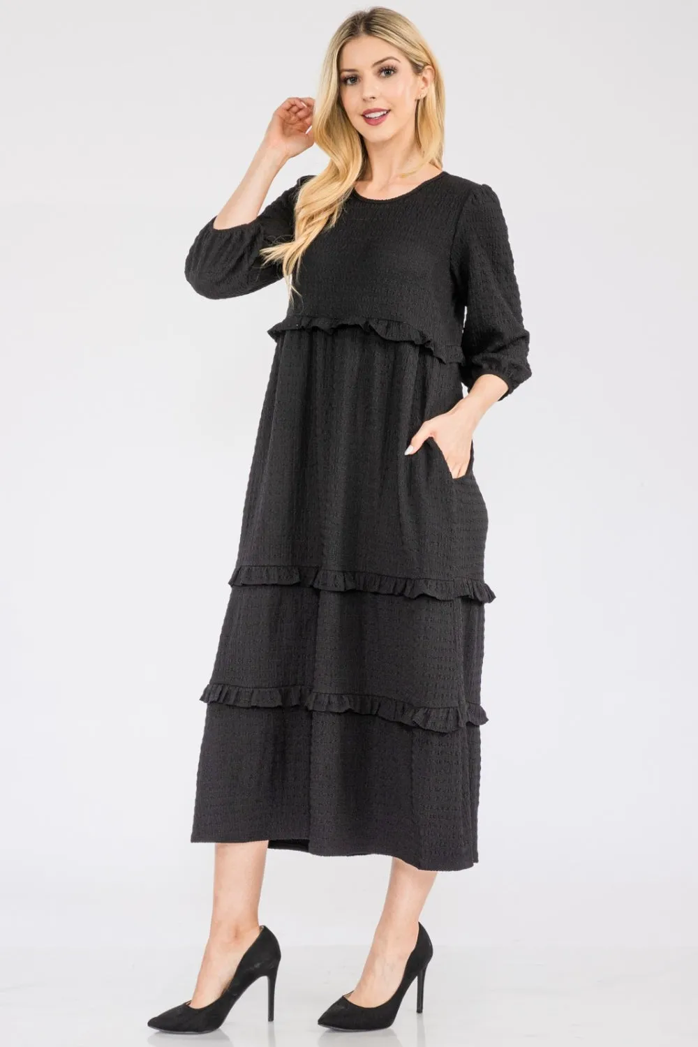 Full Size Tiered-Ruffle Midi Dress