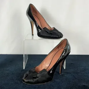 Giuseppe Zanotti Black Satin Peep Toe Pumps