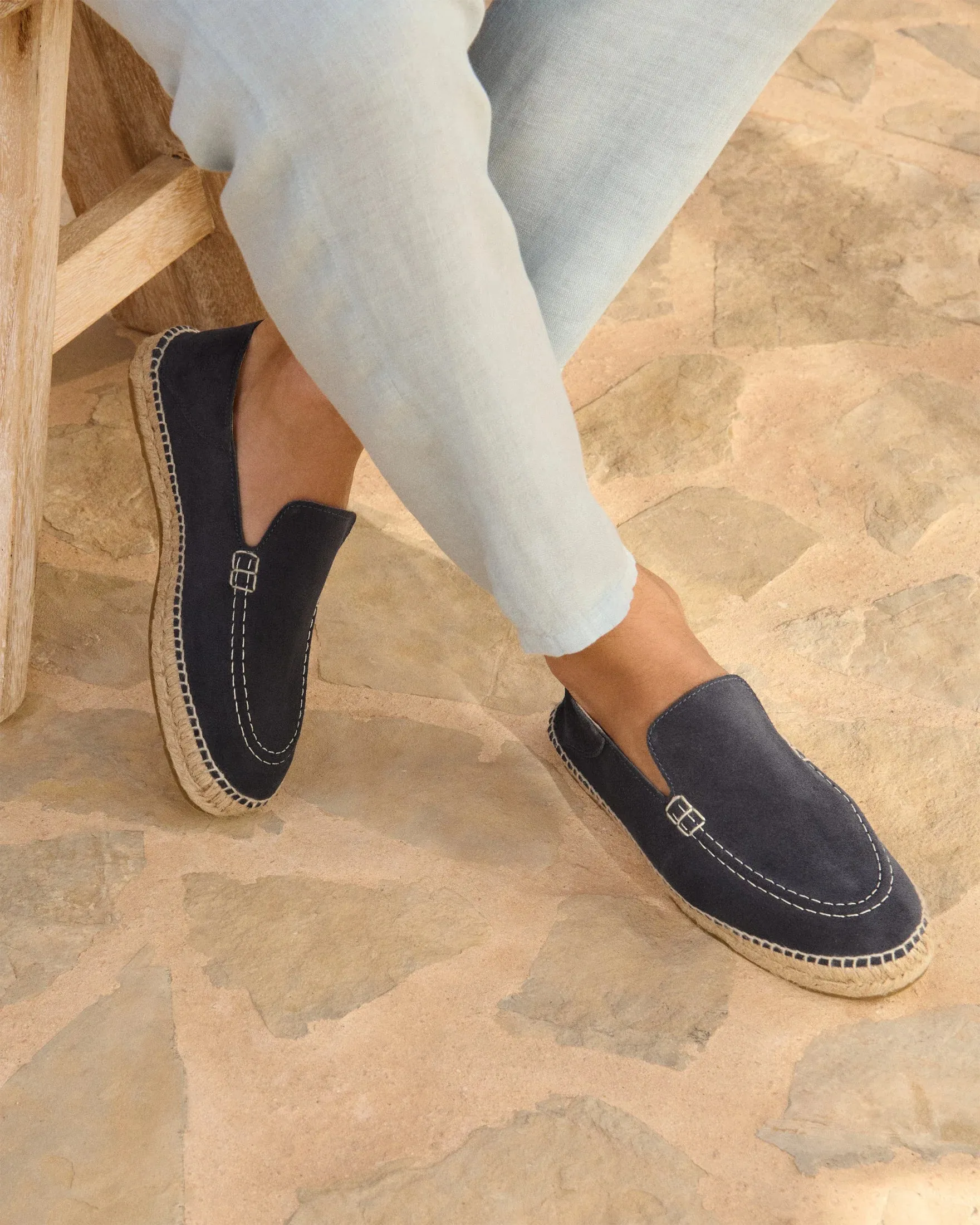 Hamptons Traveler Loafers Suede Espadrilles Patriot Blue