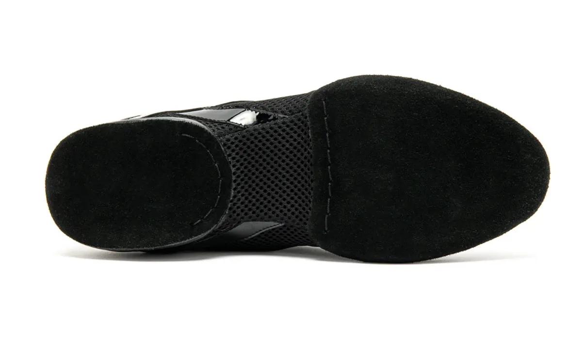 International Dance Shoes, Tempo, Air Mesh-Black Patent, Flat Heel