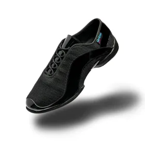 International Dance Shoes, Tempo, Air Mesh-Black Patent, Flat Heel