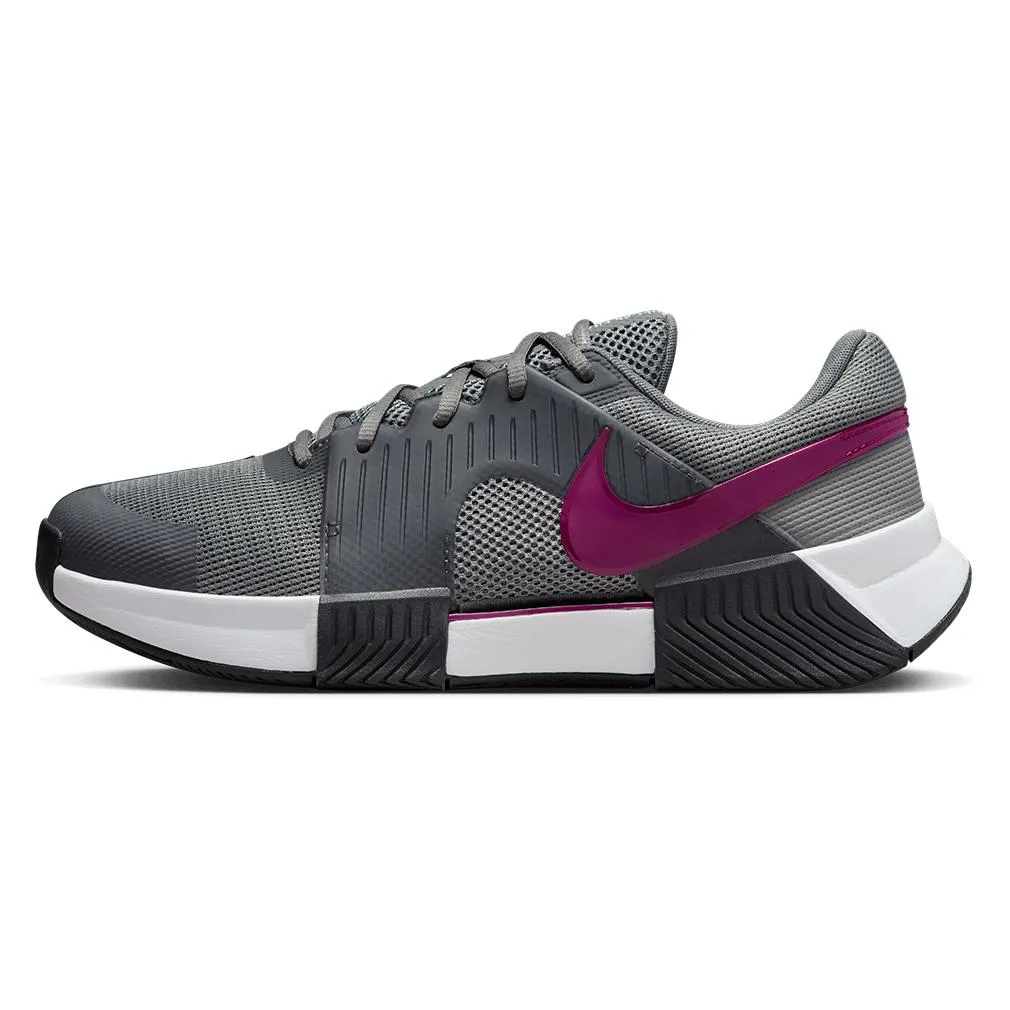 Juniors Zoom GP Challenge 1 Tennis Shoes Smoke Grey and Sangria