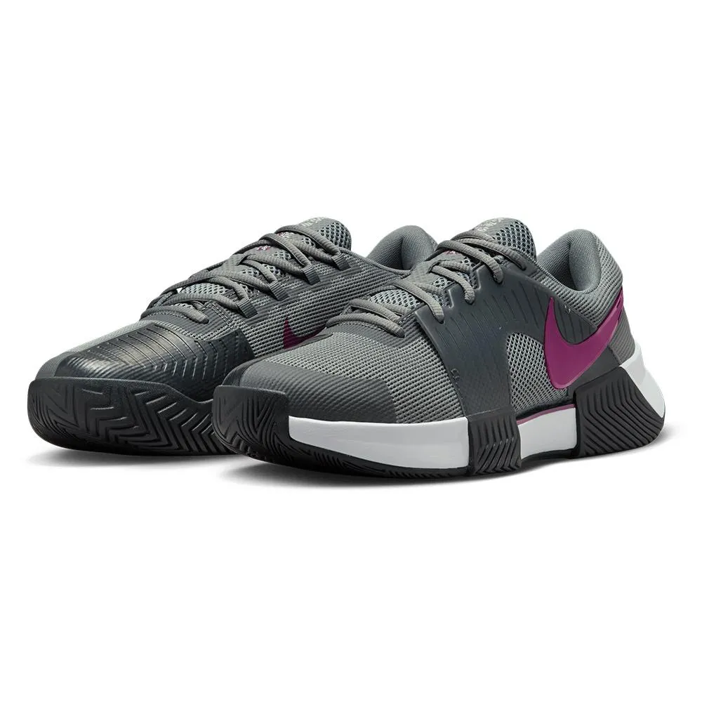 Juniors Zoom GP Challenge 1 Tennis Shoes Smoke Grey and Sangria