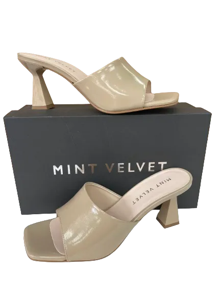 Mint Velvet Nude Neutral Patent Leather Mules BNIB UK 7 EU 40 👠