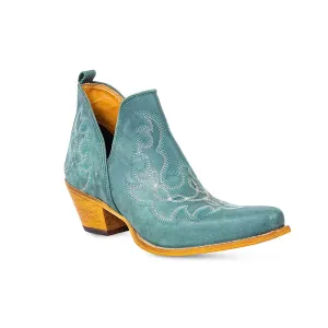 Myra Maisie Stitched Leather Boots In Turquoise