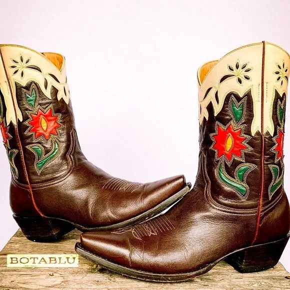 OLD GRINGO ‘Vintage’ Floral Cactus Short Peewee Snip Toe Cowgirl Cowboy Western Boots