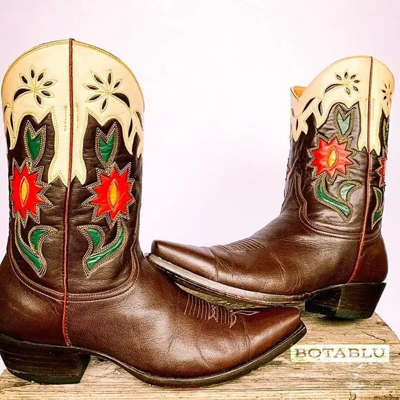 OLD GRINGO ‘Vintage’ Floral Cactus Short Peewee Snip Toe Cowgirl Cowboy Western Boots