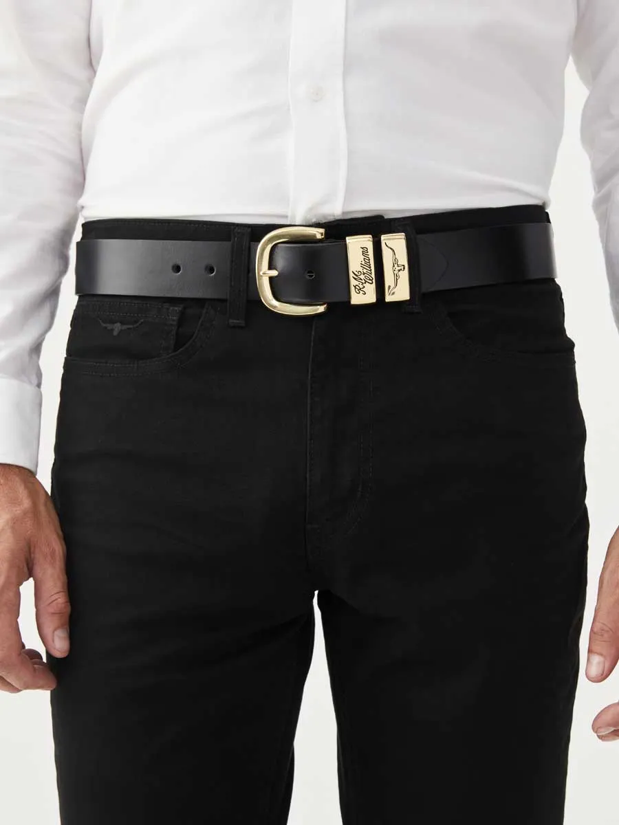 RM WILLIAMS Belt - Men's CB444 Leather 1.5" 3 Piece - Black