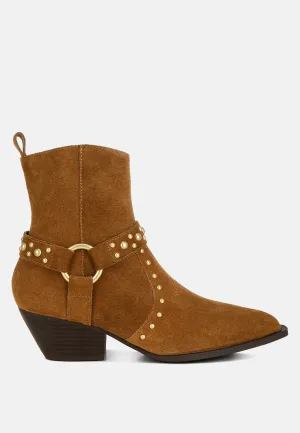 Rodeo Studded Suede Ankle Boots