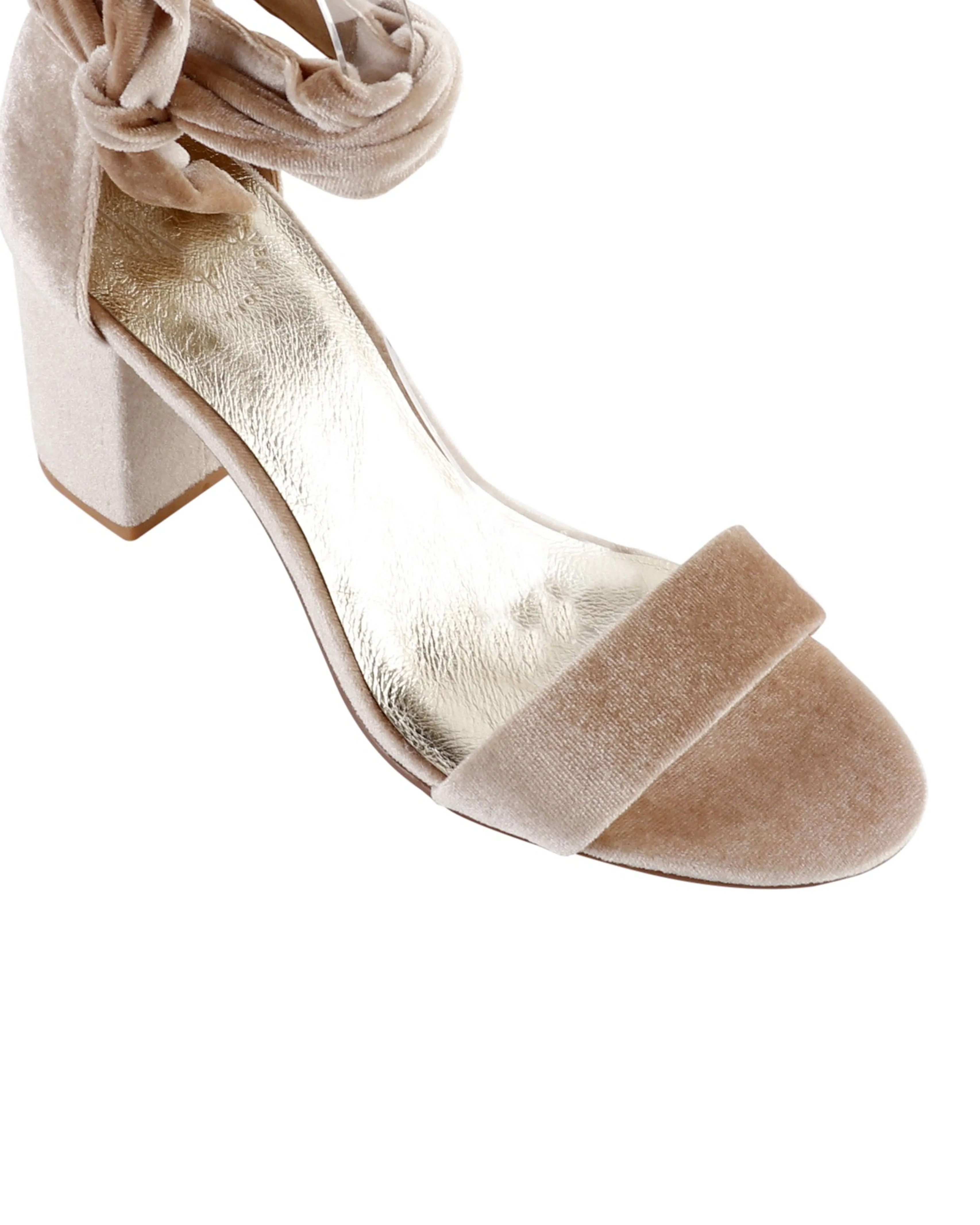 SISTER - NUDE VELVET BLOCK HEEL SHOES - FINAL SALE