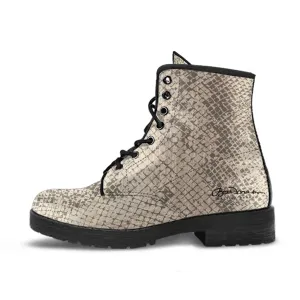 Snake Print Leather Boots (Vegan)