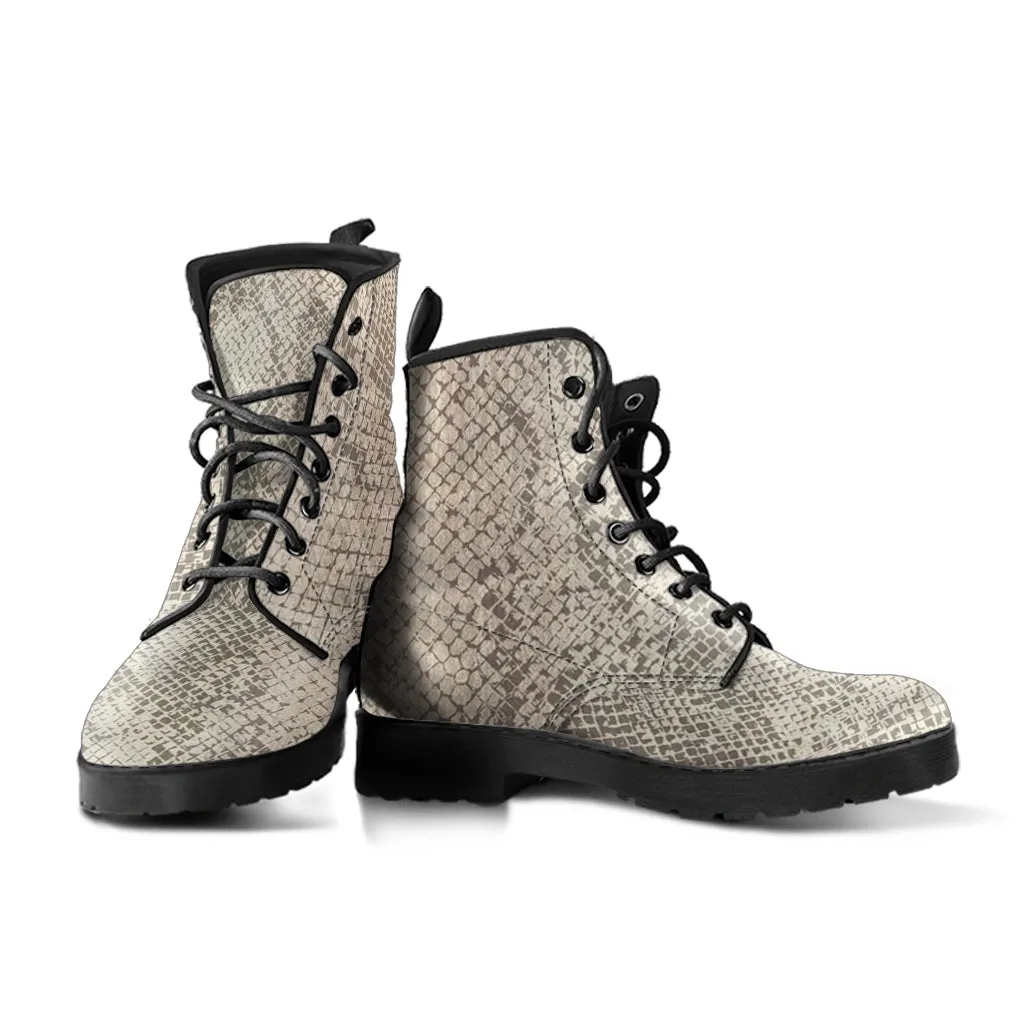 Snake Print Leather Boots (Vegan)