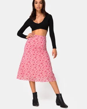 Taura Skirt in Love Bloom Pink Flock