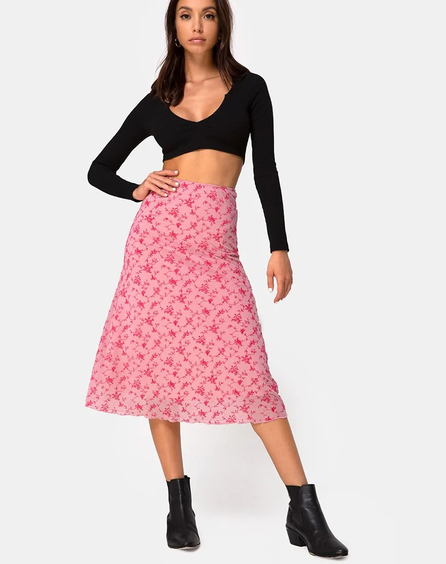 Taura Skirt in Love Bloom Pink Flock