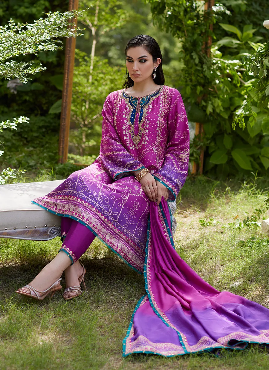 Tazeen Magenta Ombre Shirt And Dupatta