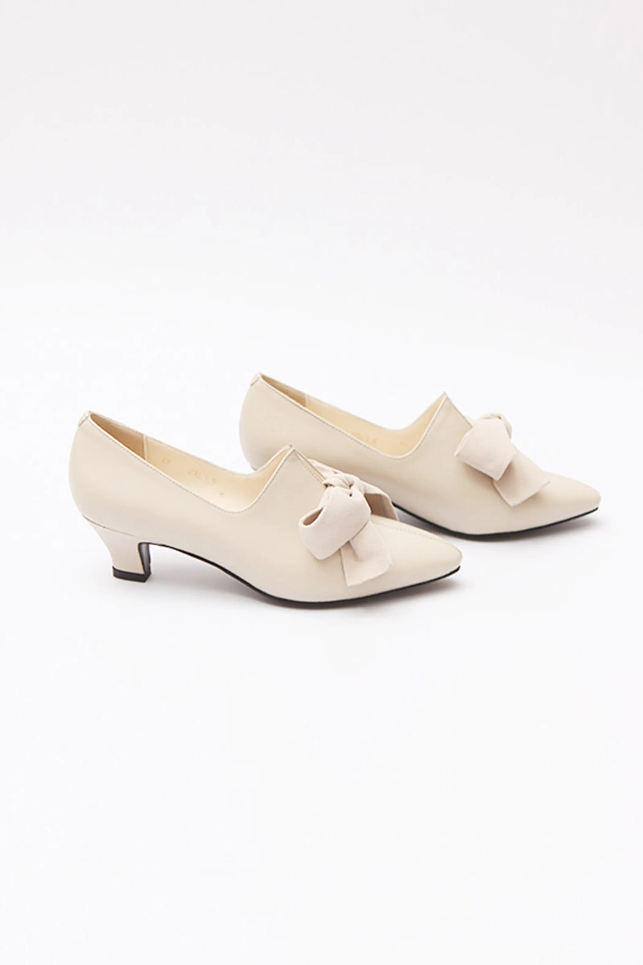 Truble Maaker | Leather Bow Mid-heel Pumps