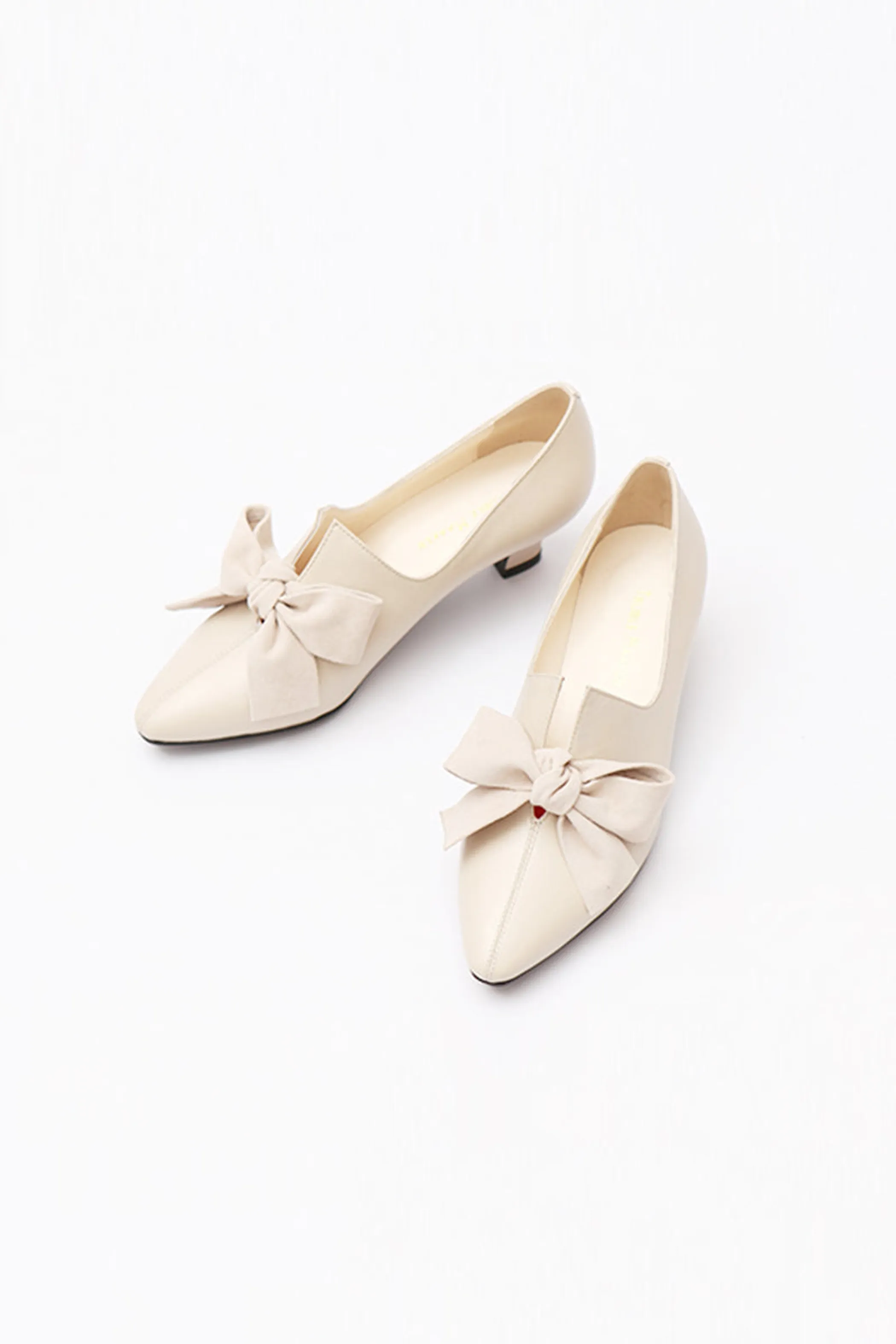 Truble Maaker | Leather Bow Mid-heel Pumps