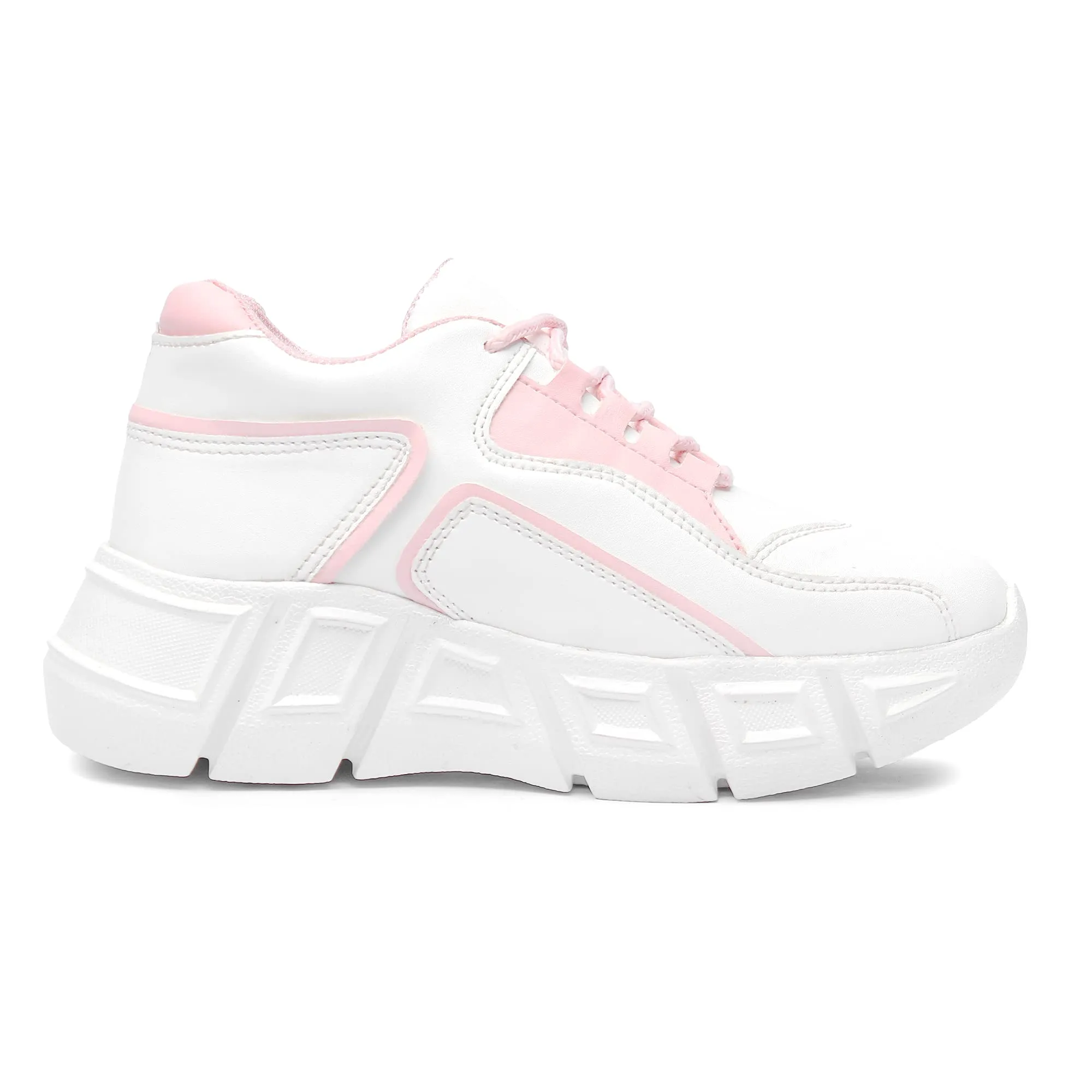 Vendoz Women & Girls White Pink Casual Shoes Sports Shoes Sneakers - 38 EU